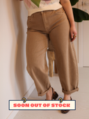 Ellie Beige Barrel Jeans