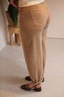 Ellie Beige Barrel Jeans