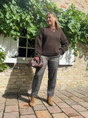 Lisa Slim Pant - Zwarte Hummus Tannine