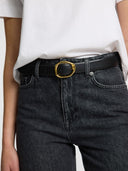 Kattenleren riem - Zwart