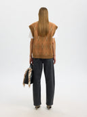 Lulu Brushed Argyle Knit Vest - Golden Brown